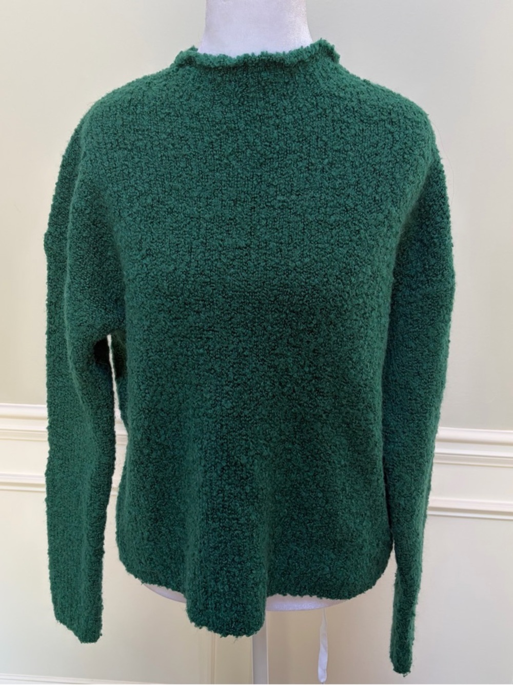 J. Crew Factory EUC Dark Green Textured Cowl Neck Sweater S